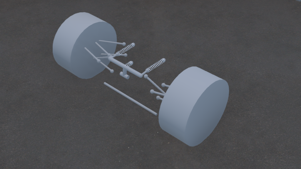 Prototype front suspension with third spring.